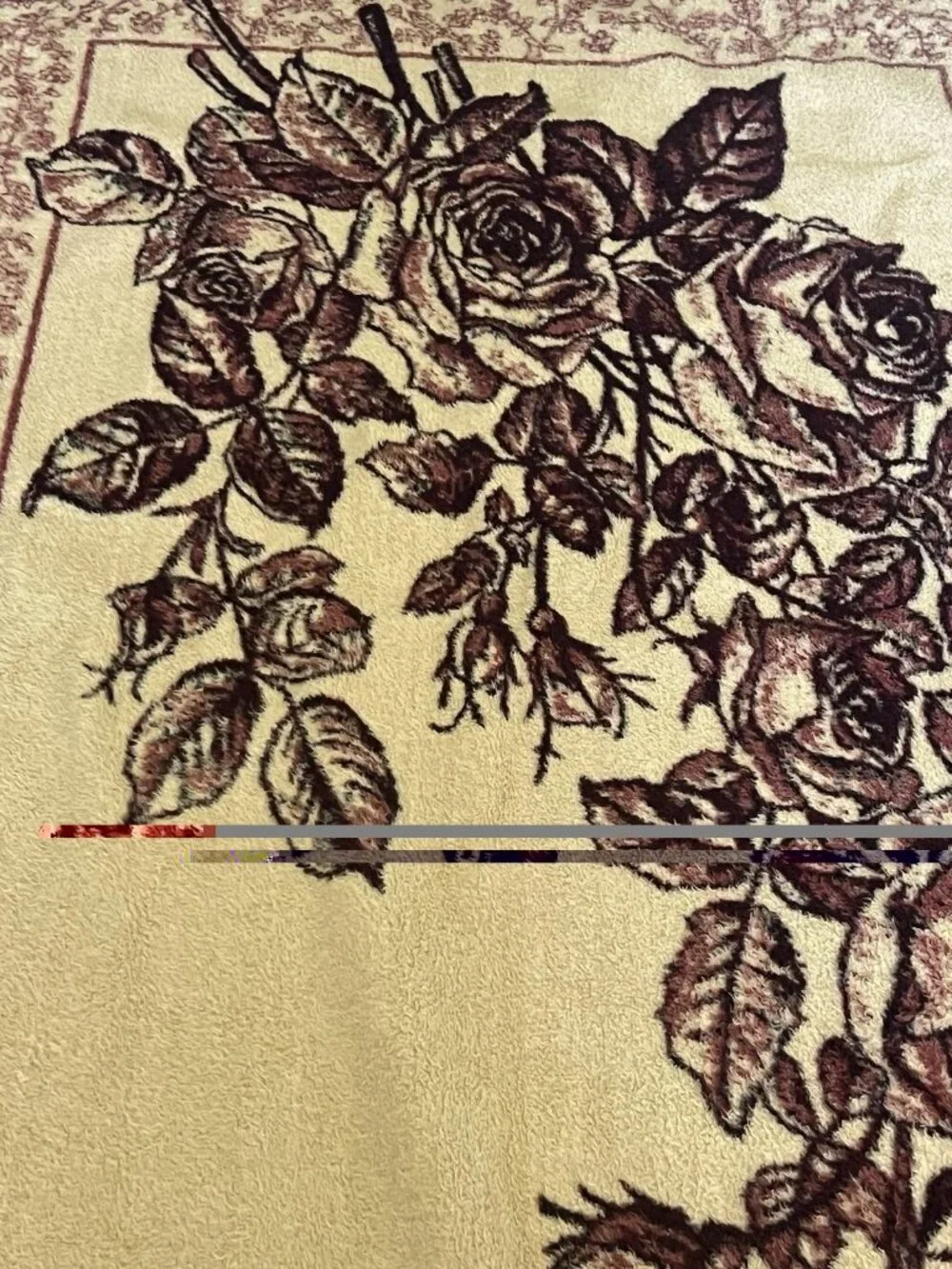 Vintage San Marcos Original Floral Rose Blanket Burgundy Acrylic Made in Mexico